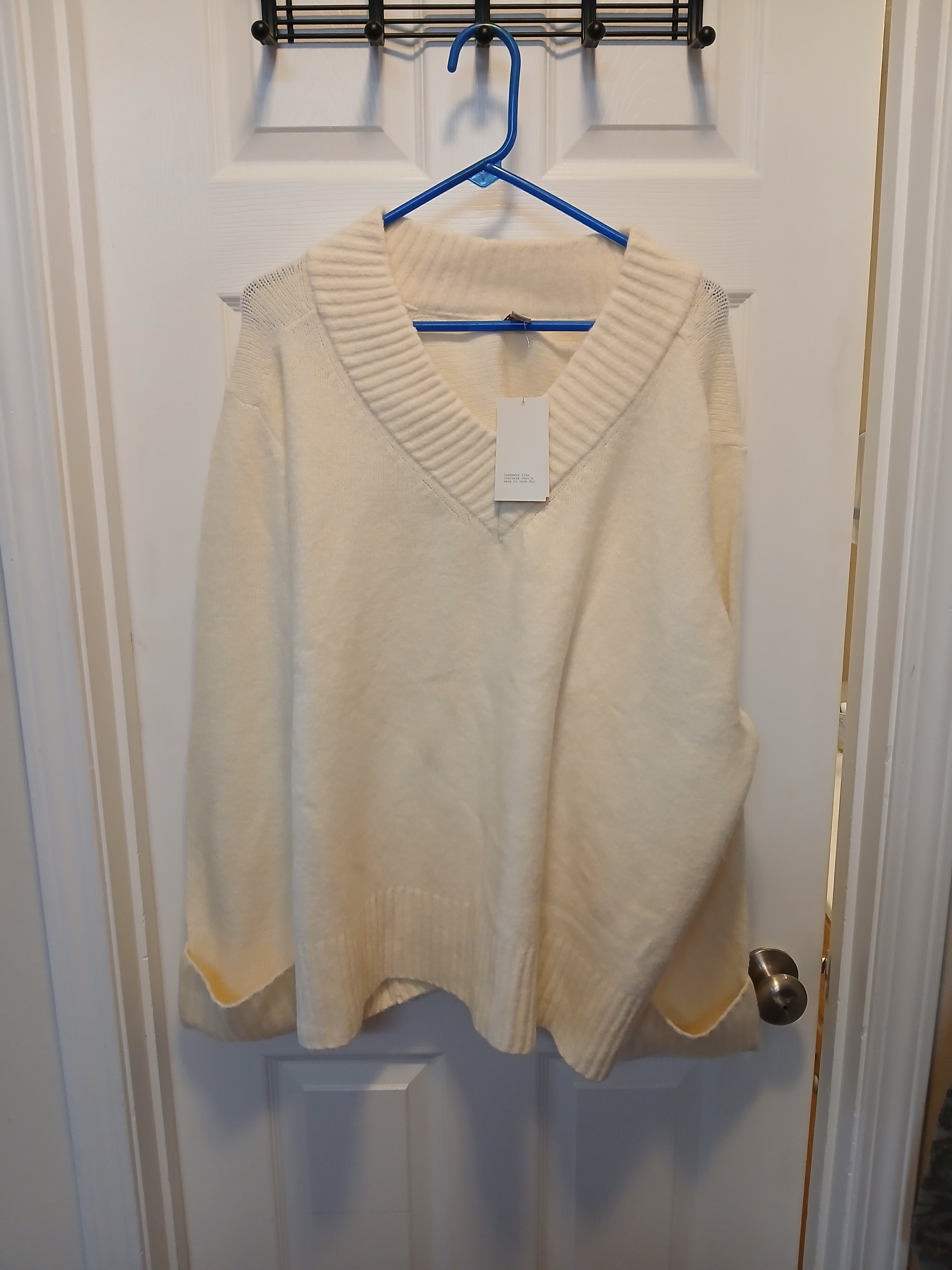 Cream V-neck Sweater