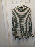 Green and White Striped  Turtleneck
